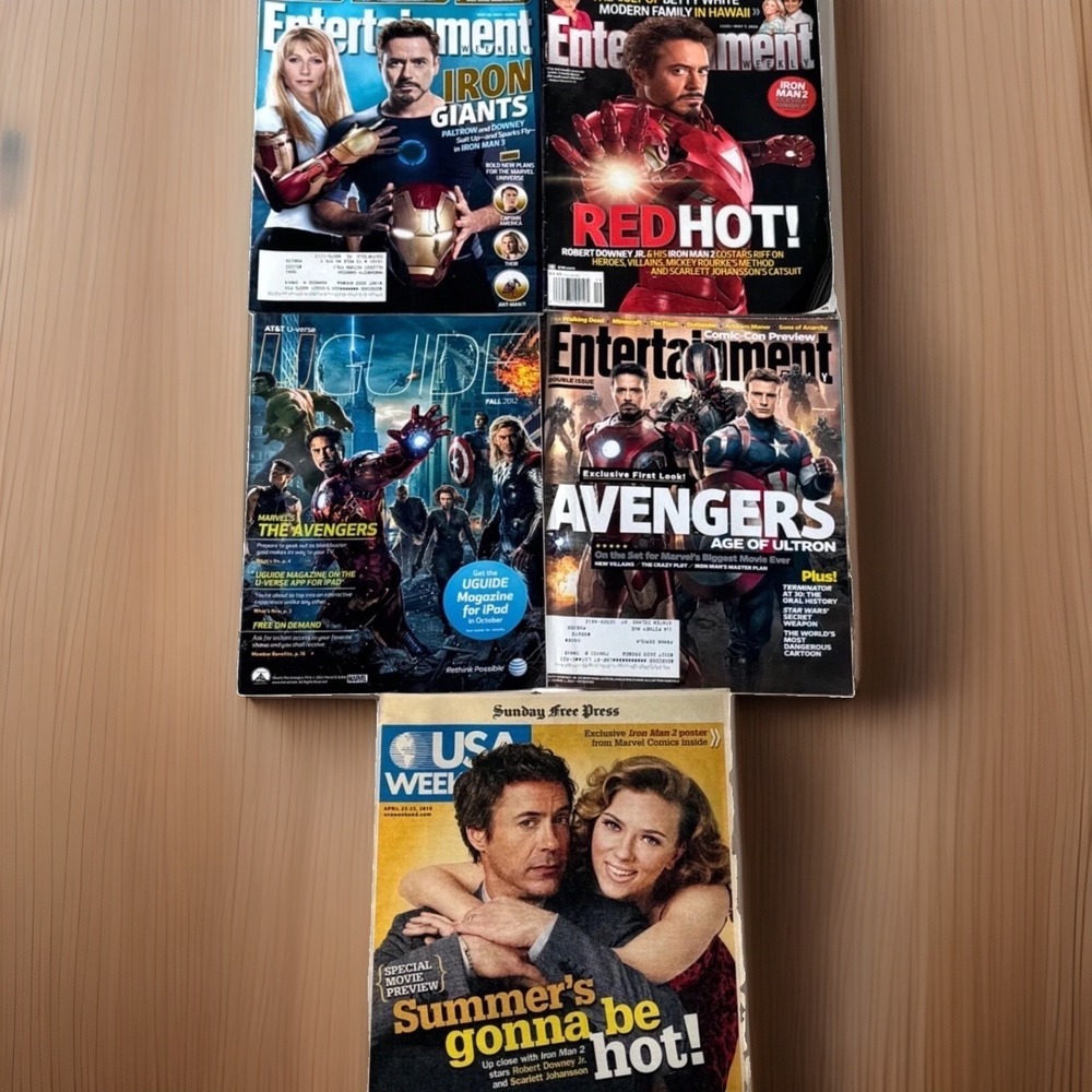 Entertainment Weekly Marvel Iron Man Avengers Magazine Lot 5pc RDJ MCU Books